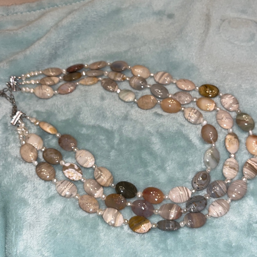 Lace Agate & Sterling Silver Necklace